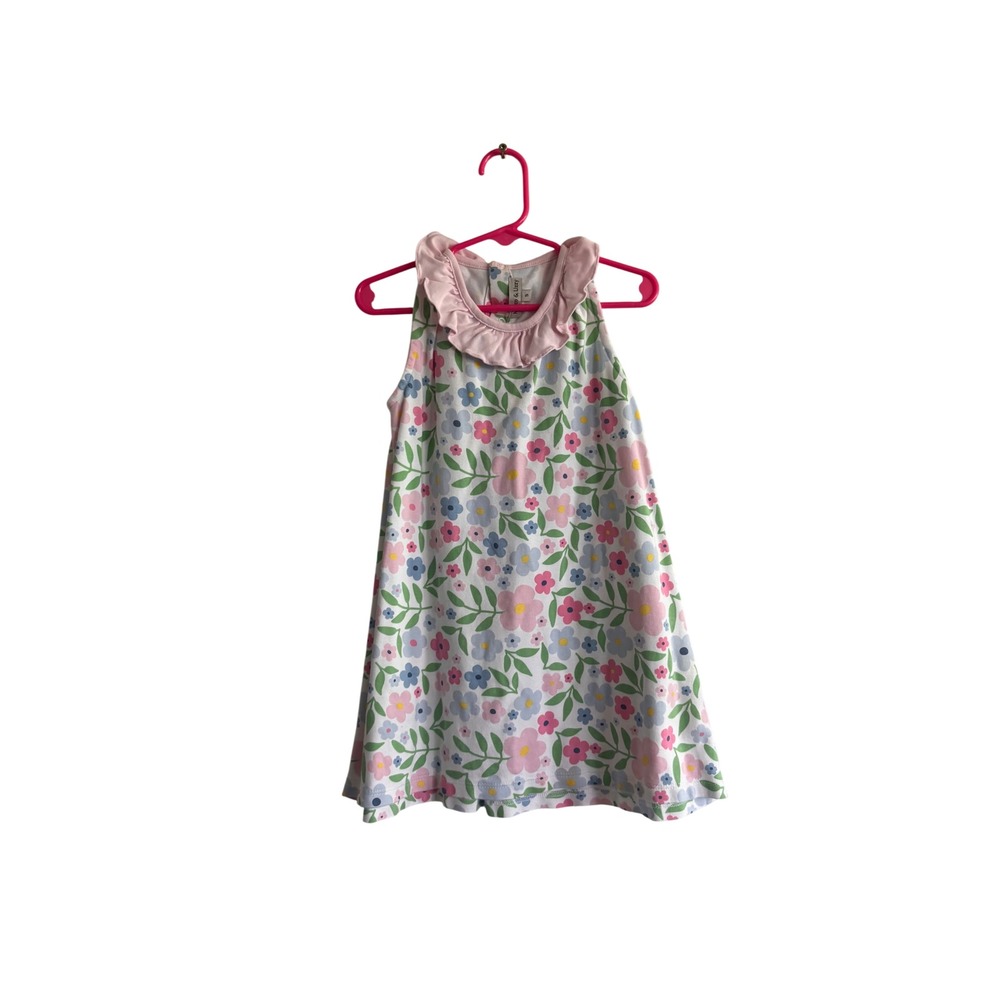 Marco & Lizzy Girls Pink Floral Pima Cotton Ruffle Collar Dress Size 5